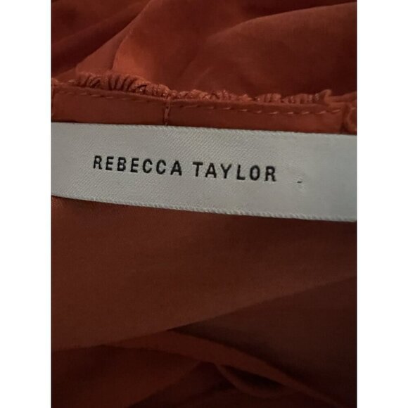 Rebecca Taylor rust orange v-neck pleated sleeves blouse M boho flowy office - Picture 4 of 10